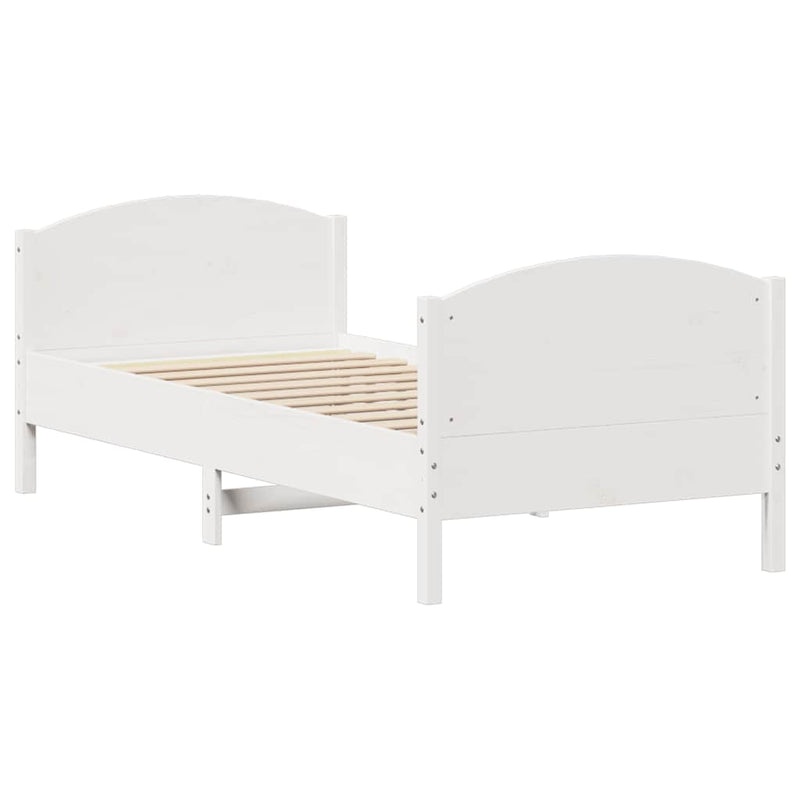vidaXL fehér tömör fenyőfa ágy matrac nélkül 75 x 190 cm