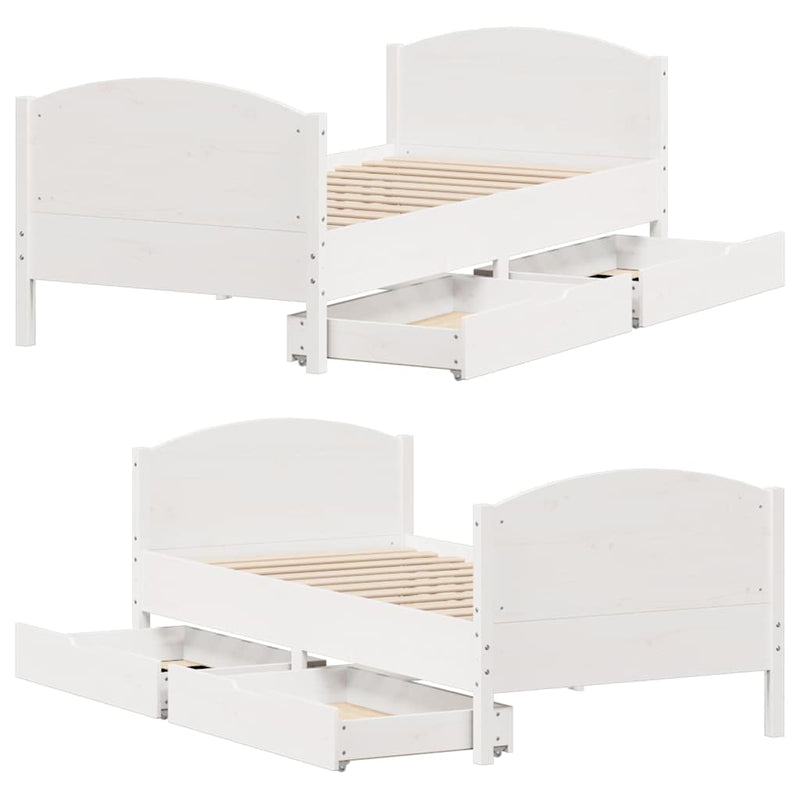 vidaXL fehér tömör fenyőfa ágy matrac nélkül 75 x 190 cm