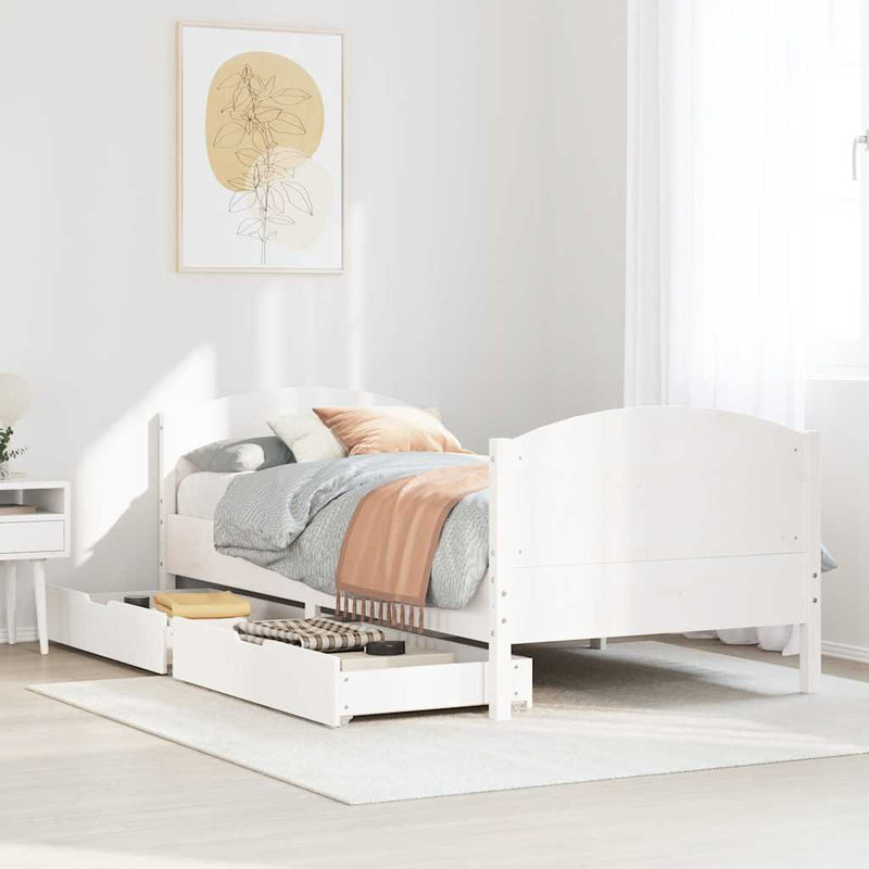 vidaXL fehér tömör fenyőfa ágy matrac nélkül 75 x 190 cm