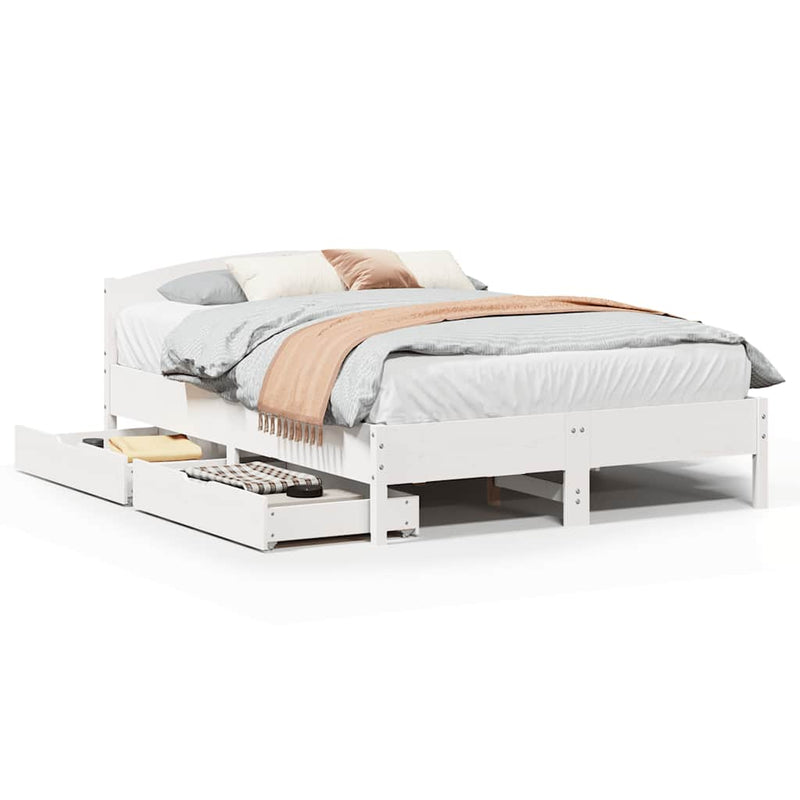 vidaXL fehér tömör fenyőfa ágy matrac nélkül 140x190 cm