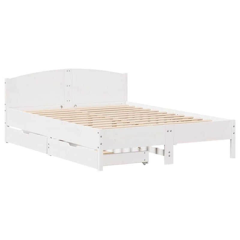 vidaXL fehér tömör fenyőfa ágy matrac nélkül 140x190 cm
