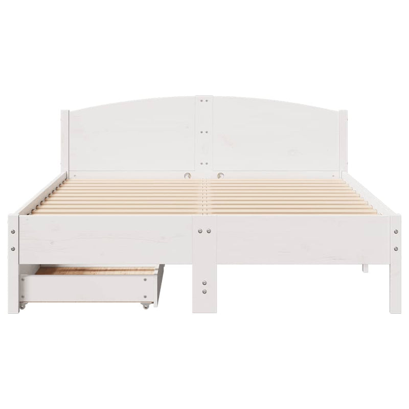 vidaXL fehér tömör fenyőfa ágy matrac nélkül 140x190 cm