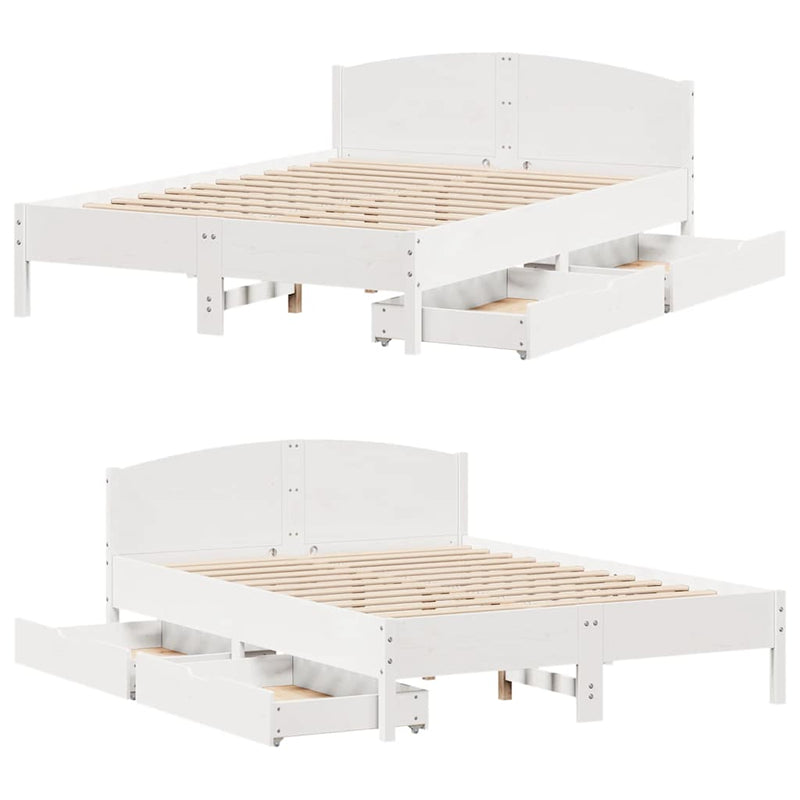 vidaXL fehér tömör fenyőfa ágy matrac nélkül 140x190 cm