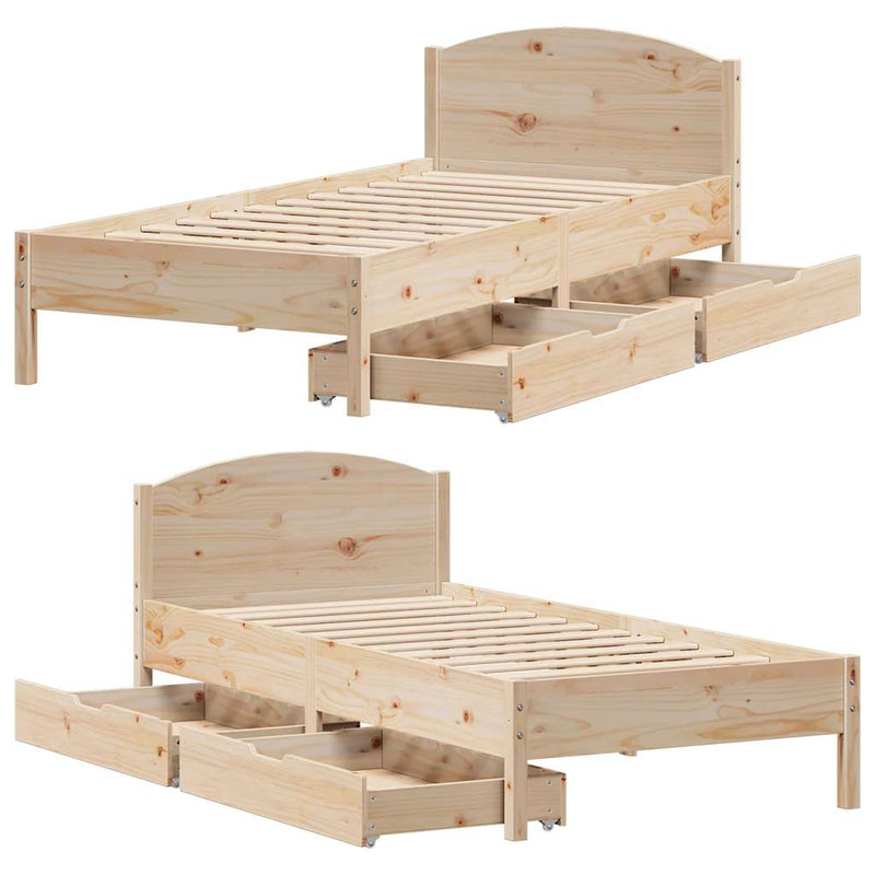 vidaXL tömör fenyőfa ágy matrac nélkül 90 x 200 cm