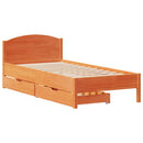 vidaXL viaszbarna tömör fenyőfa ágy matrac nélkül 75 x 190 cm
