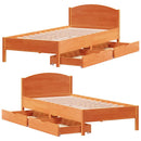 vidaXL viaszbarna tömör fenyőfa ágy matrac nélkül 75 x 190 cm