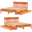 vidaXL viaszbarna tömör fenyőfa ágy matrac nélkül 150 x 200 cm