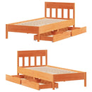 vidaXL viaszbarna tömör fenyőfa ágy matrac nélkül 100 x 200 cm