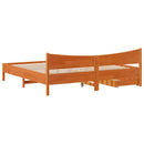 vidaXL viaszbarna tömör fenyőfa ágykeret fiókokkal 200 x 200 cm