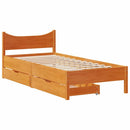 vidaXL viaszbarna tömör fenyőfa ágykeret fiókokkal 90 x 200 cm