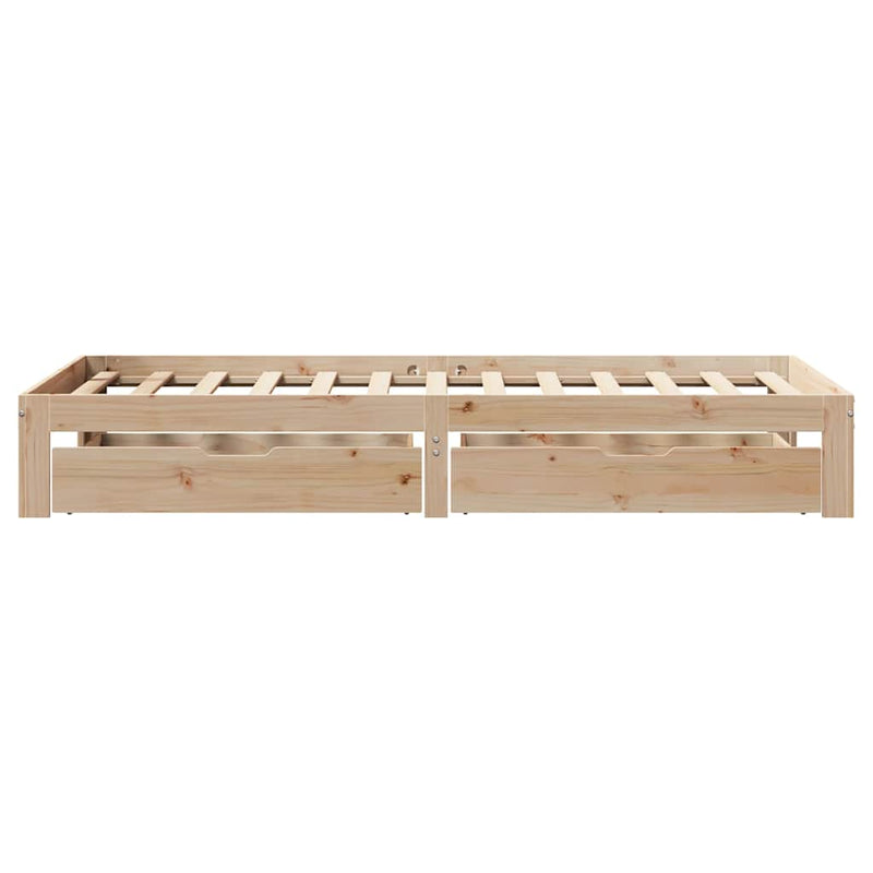 vidaXL tömör fenyőfa ágykeret fiókokkal 75 x 190 cm