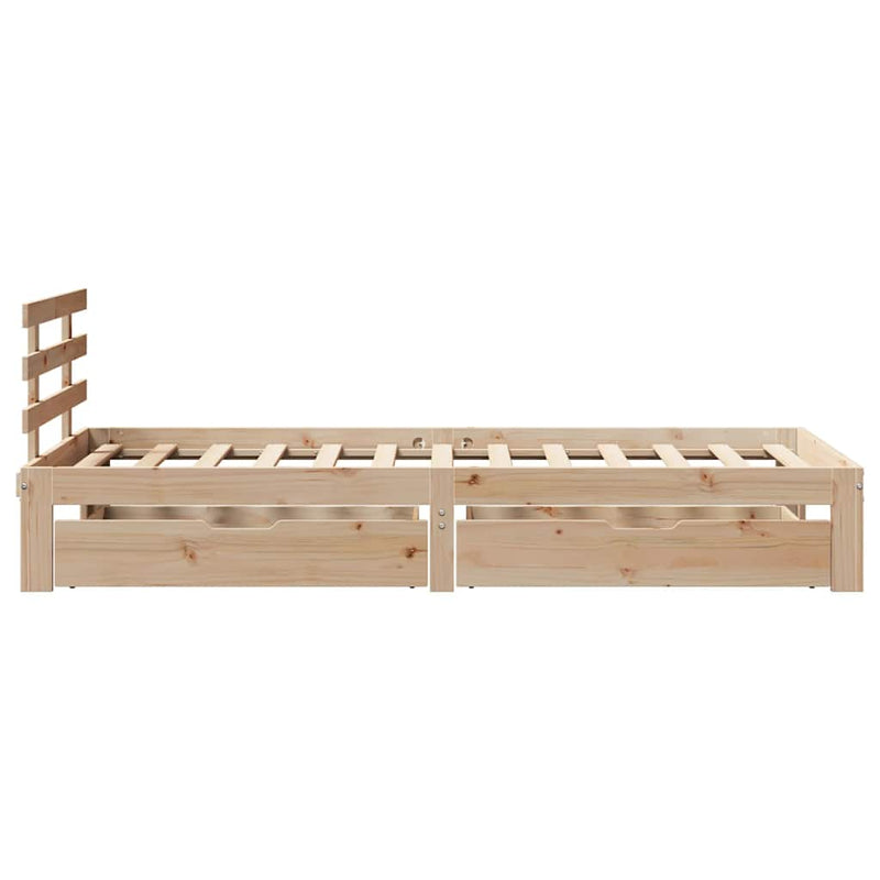 vidaXL tömör fenyőfa ágykeret fiókokkal 75 x 190 cm