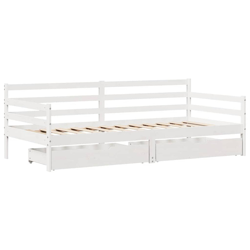vidaXL fehér tömör fenyőfa kanapéágy fiókkal 90 x 190 cm
