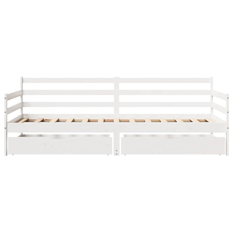 vidaXL fehér tömör fenyőfa kanapéágy fiókkal 90 x 190 cm