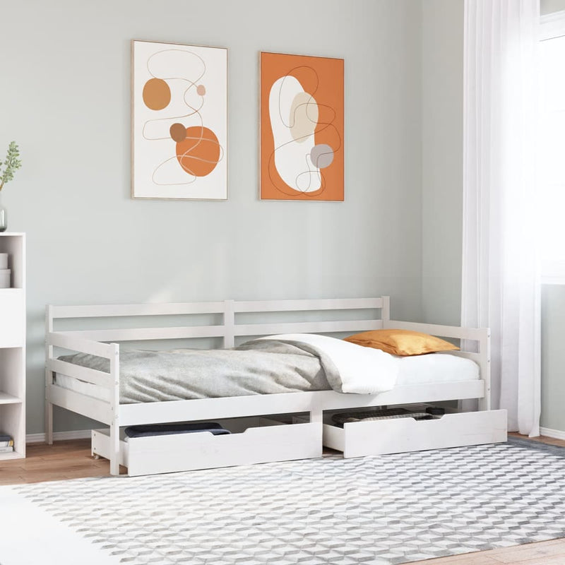 vidaXL tömör fenyőfa kanapéágy fiókokkal 80 x 200 cm