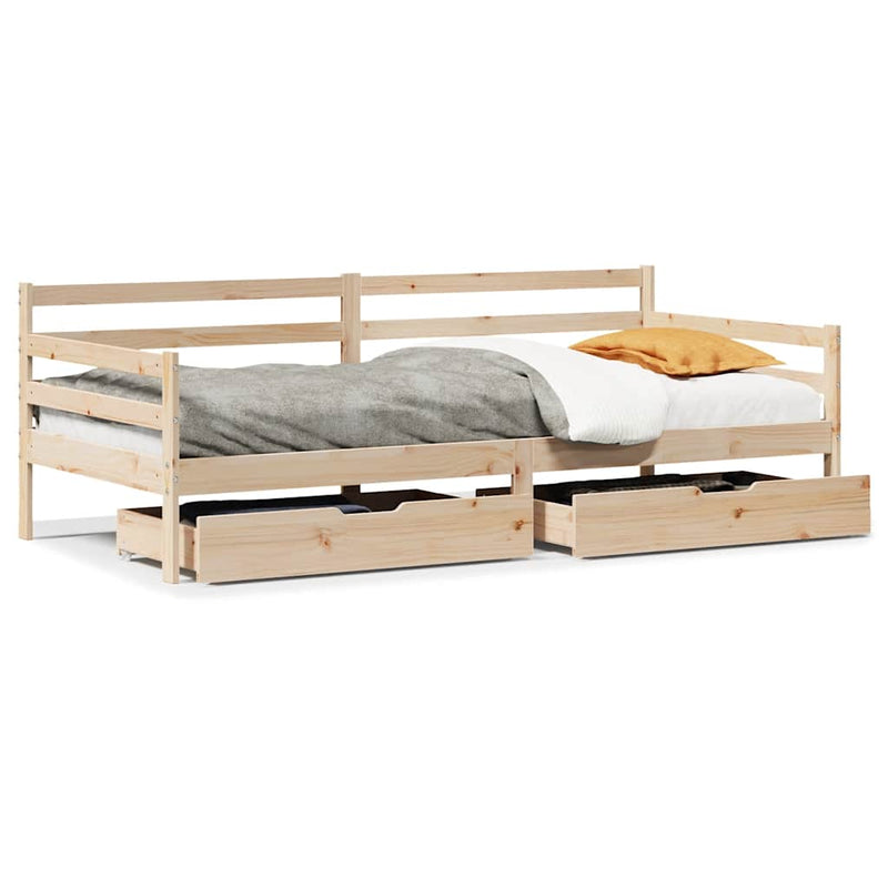 vidaXL fehér tömör fenyőfa kanapéágy fiókkal 80 x 200 cm