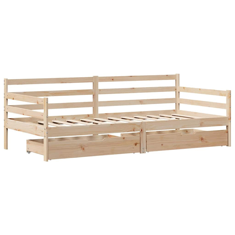 vidaXL fehér tömör fenyőfa kanapéágy fiókkal 80 x 200 cm