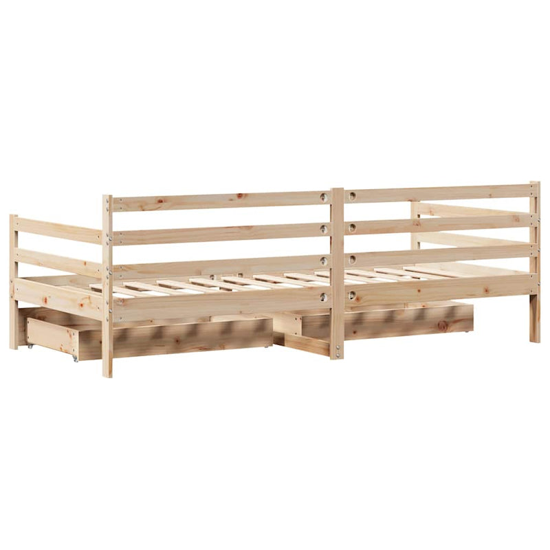 vidaXL fehér tömör fenyőfa kanapéágy fiókkal 80 x 200 cm