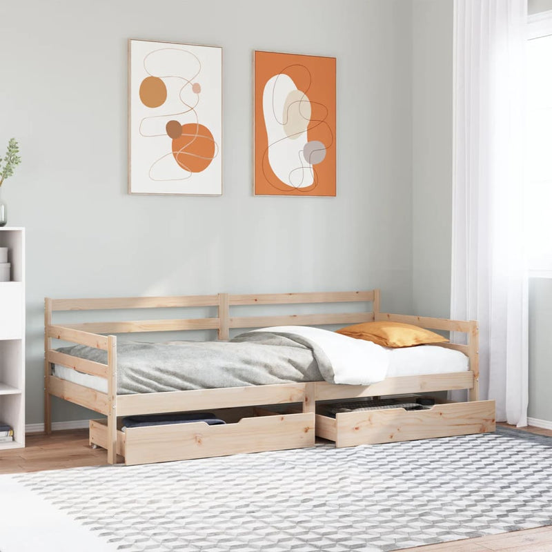 vidaXL fehér tömör fenyőfa kanapéágy fiókkal 80 x 200 cm
