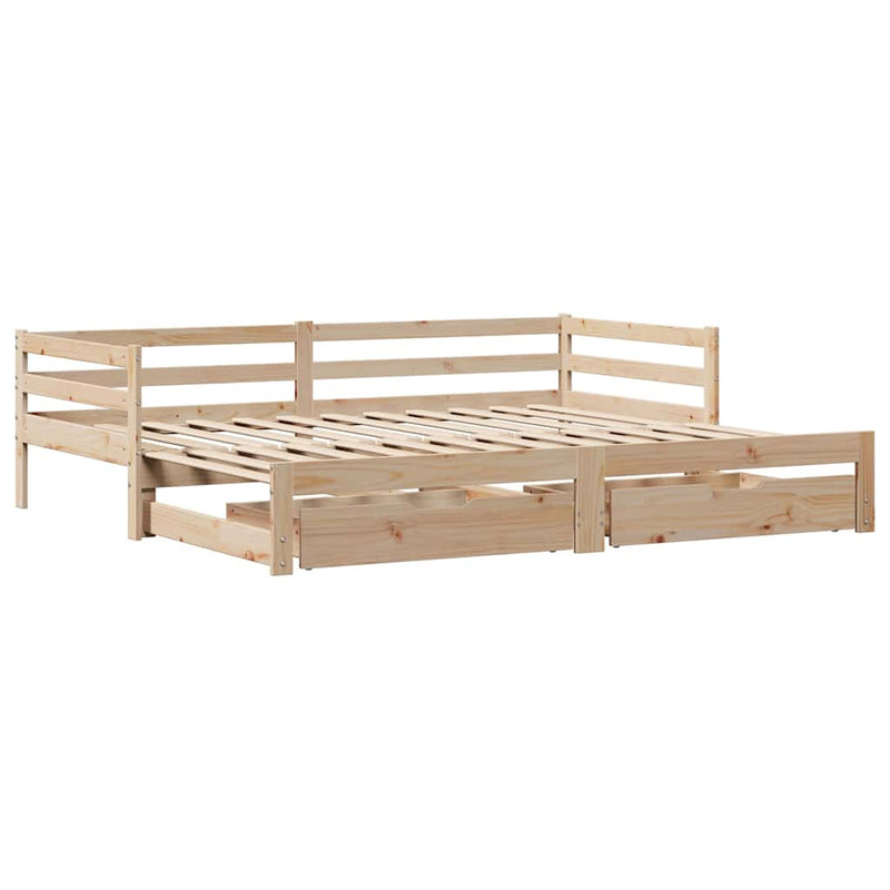 vidaXL tömör fenyőfa kanapéágy fiókkal 90 x 200 cm