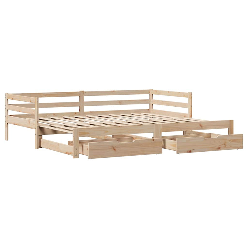 vidaXL tömör fenyőfa kanapéágy fiókkal 90 x 200 cm