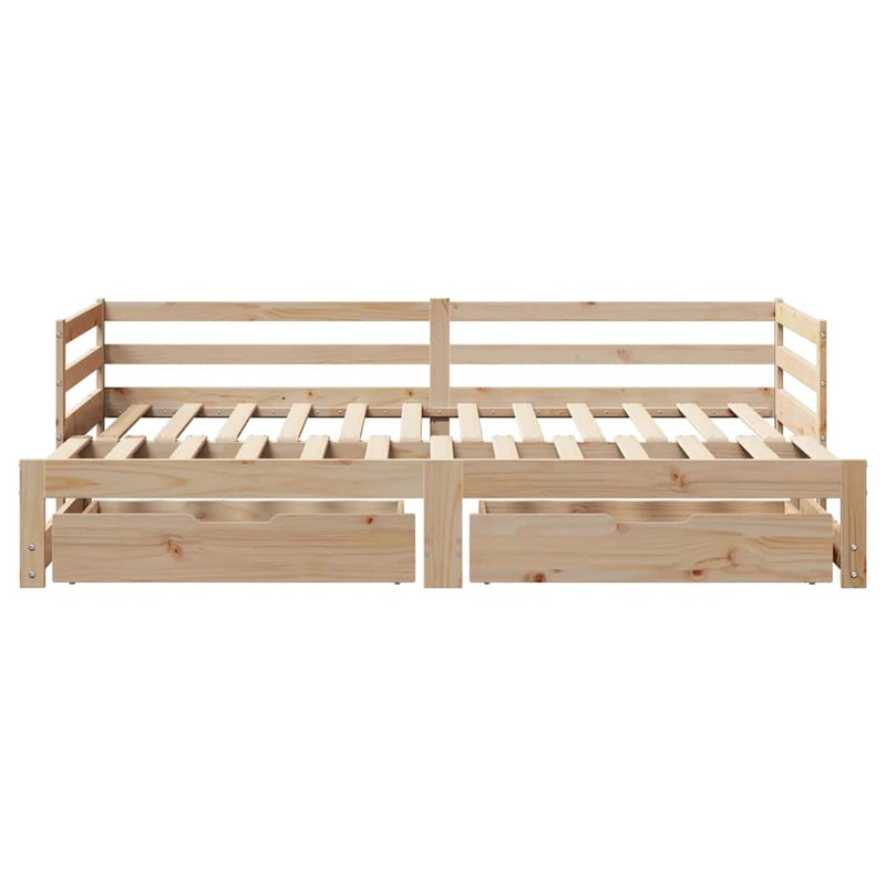 vidaXL tömör fenyőfa kanapéágy fiókkal 90 x 200 cm
