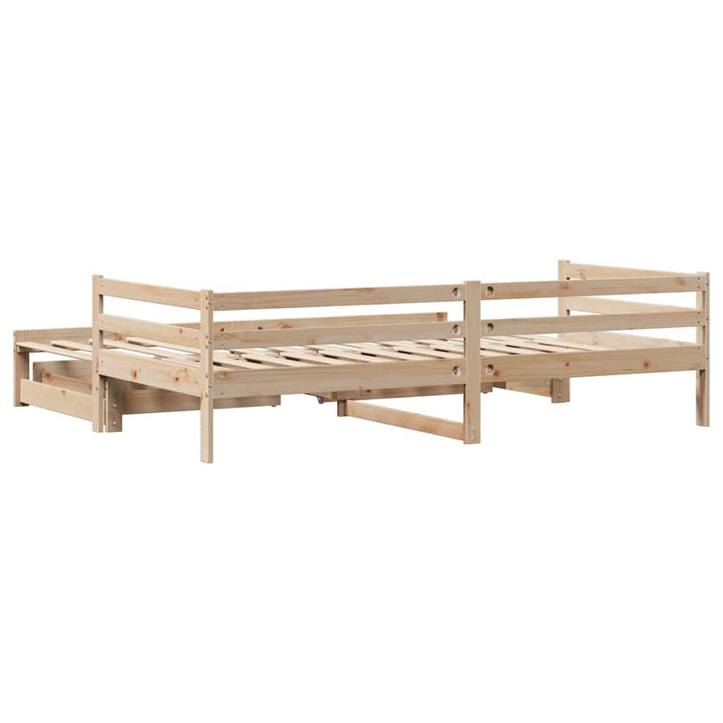 vidaXL tömör fenyőfa kanapéágy fiókkal 90 x 200 cm