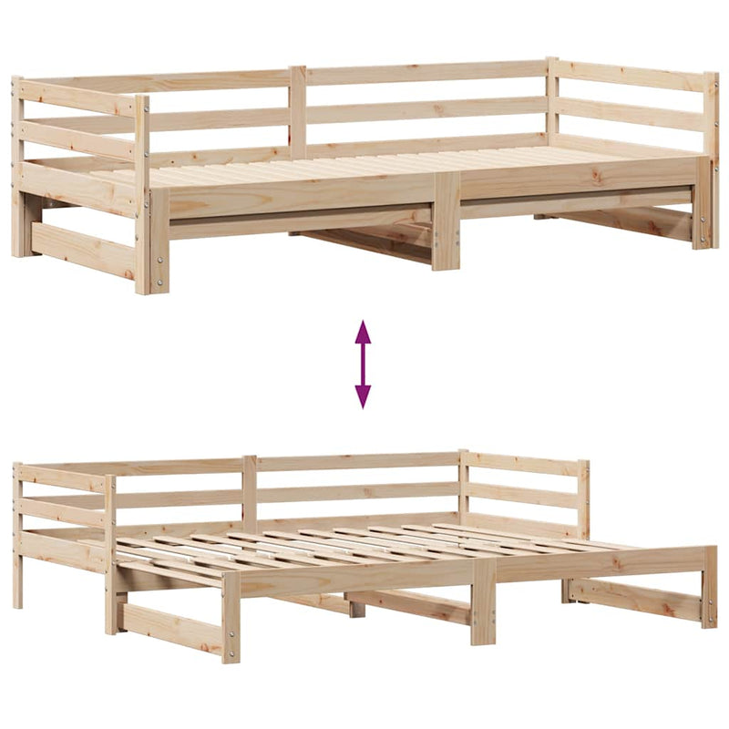 vidaXL tömör fenyőfa kanapéágy fiókkal 90 x 200 cm