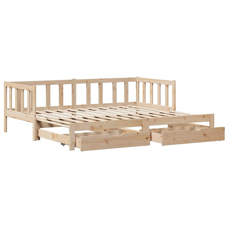 vidaXL kihúzható heverő fiókokkal matrac nélkül 80 x 200 cm