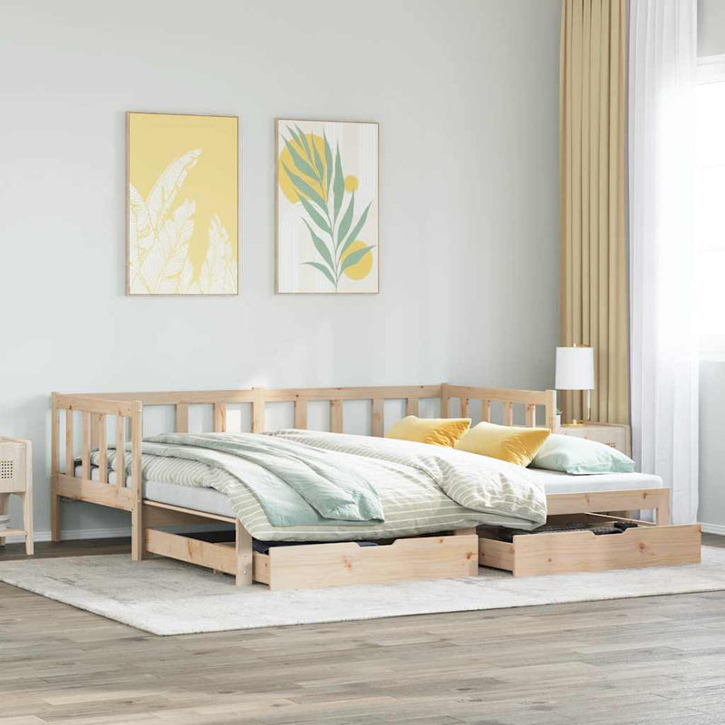 vidaXL kihúzható heverő fiókokkal matrac nélkül 80 x 200 cm