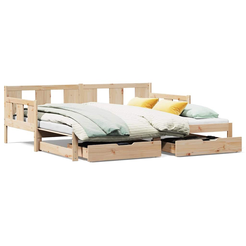 vidaXL kihúzható heverő fiókokkal matrac nélkül 90 x 200 cm