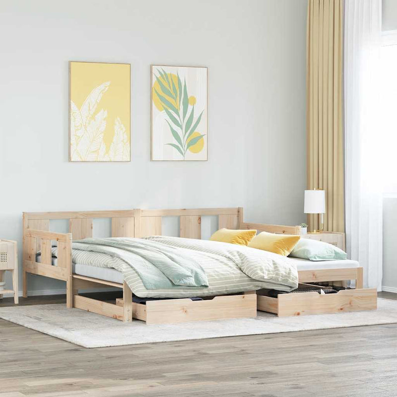 vidaXL kihúzható heverő fiókokkal matrac nélkül 90 x 190 cm