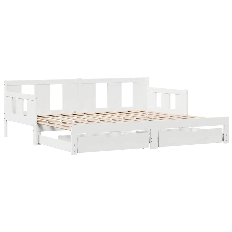 vidaXL fehér kihúzható heverő fiókokkal matrac nélkül 90 x 190 cm