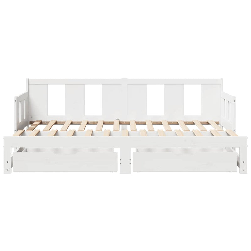 vidaXL fehér kihúzható heverő fiókokkal matrac nélkül 90 x 190 cm