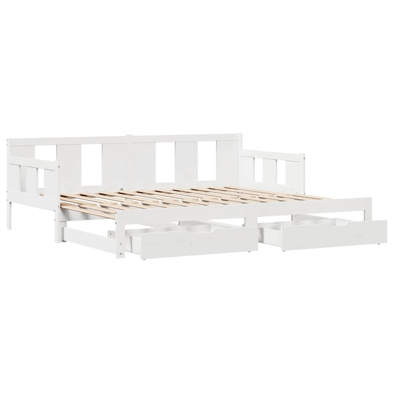 vidaXL fehér kihúzható heverő fiókokkal matrac nélkül 90 x 190 cm