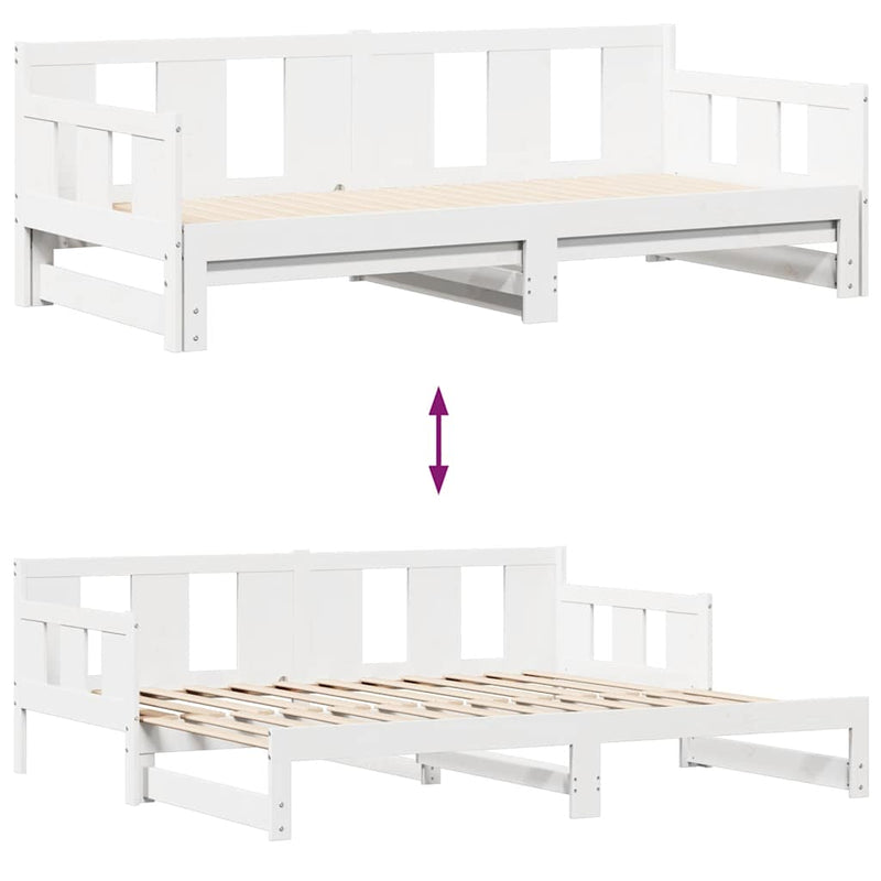 vidaXL fehér kihúzható heverő fiókokkal matrac nélkül 90 x 190 cm