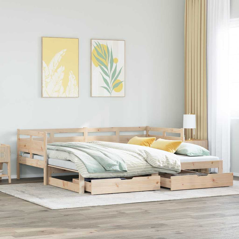 vidaXL kihúzható heverő fiókokkal matrac nélkül 90 x 200 cm