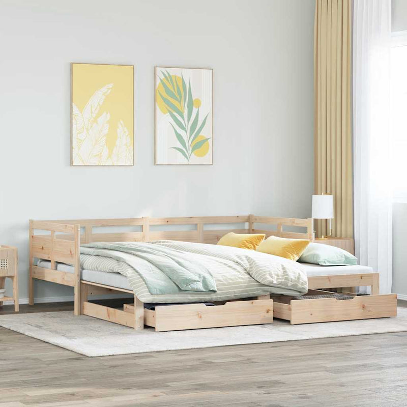 vidaXL kihúzható heverő fiókokkal matrac nélkül 80 x 200 cm
