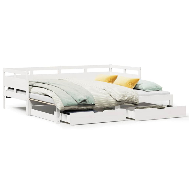 vidaXL fehér kihúzható heverő fiókokkal matrac nélkül 90 x 190 cm