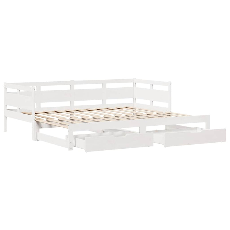 vidaXL fehér kihúzható heverő fiókokkal matrac nélkül 90 x 190 cm