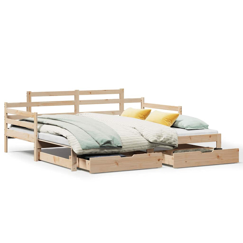 vidaXL kihúzható heverő fiókokkal matrac nélkül 80 x 200 cm