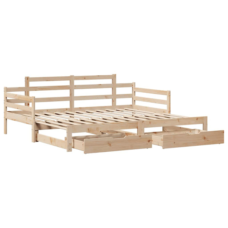 vidaXL kihúzható heverő fiókokkal matrac nélkül 80 x 200 cm
