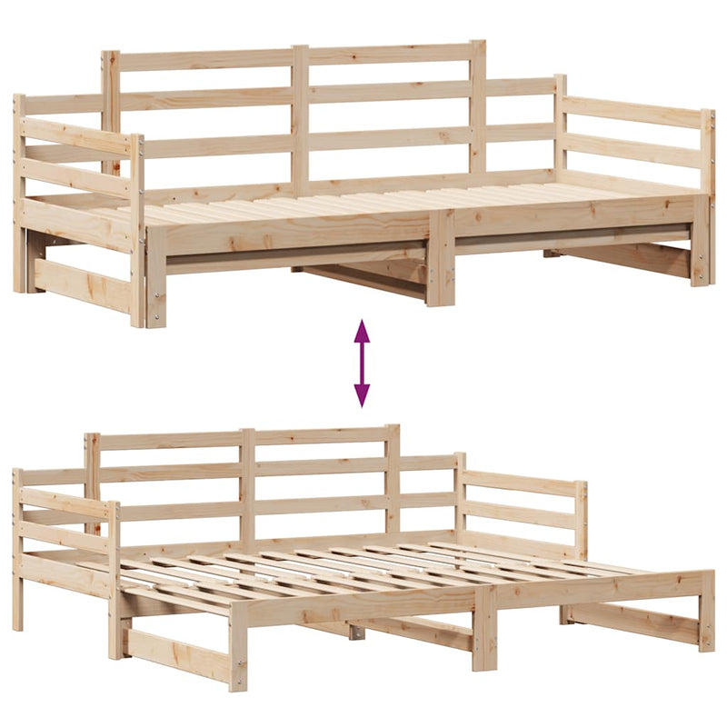 vidaXL kihúzható heverő fiókokkal matrac nélkül 80 x 200 cm