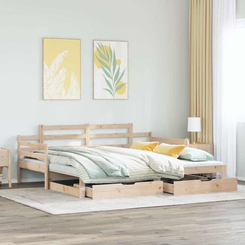 vidaXL kihúzható heverő fiókokkal matrac nélkül 80 x 200 cm
