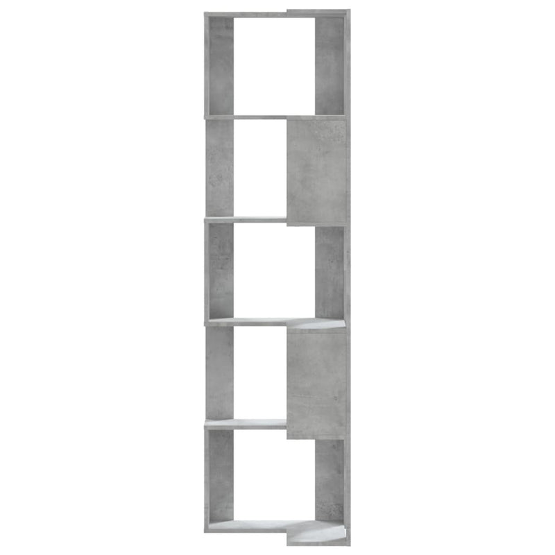 vidaXL 5 szintes betonszürke szerelt fa sarok könyvespolc 50x50x179 cm