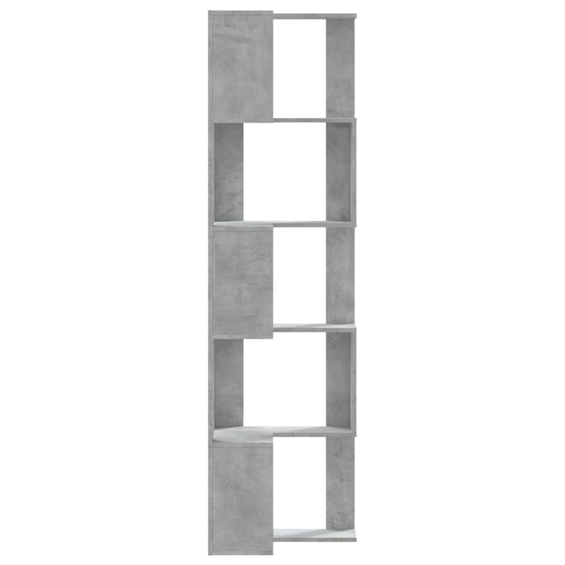 vidaXL 5 szintes betonszürke szerelt fa sarok könyvespolc 50x50x179 cm