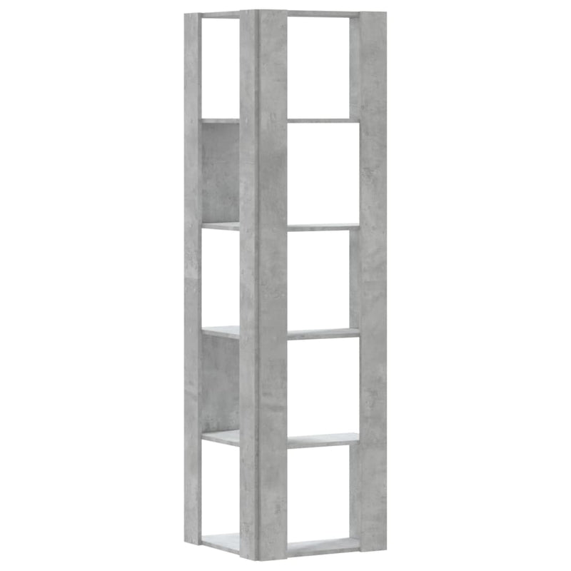 vidaXL 5 szintes betonszürke szerelt fa sarok könyvespolc 50x50x179 cm