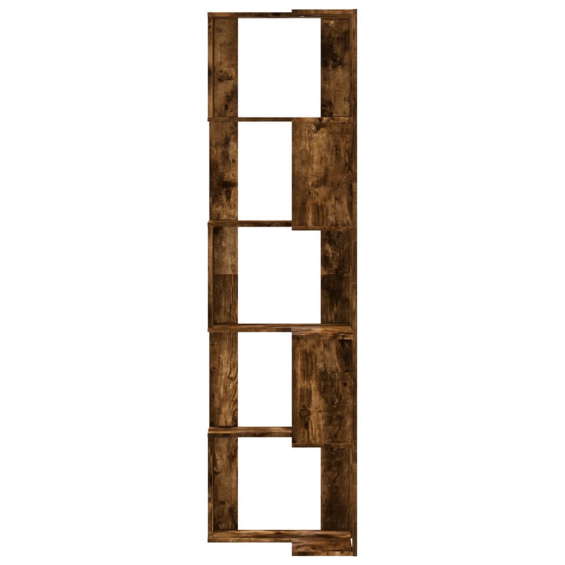 vidaXL 5 szintes füstös tölgy szerelt fa sarok könyvespolc 50x50x179cm
