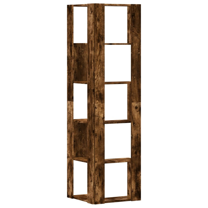 vidaXL 5 szintes füstös tölgy szerelt fa sarok könyvespolc 50x50x179cm