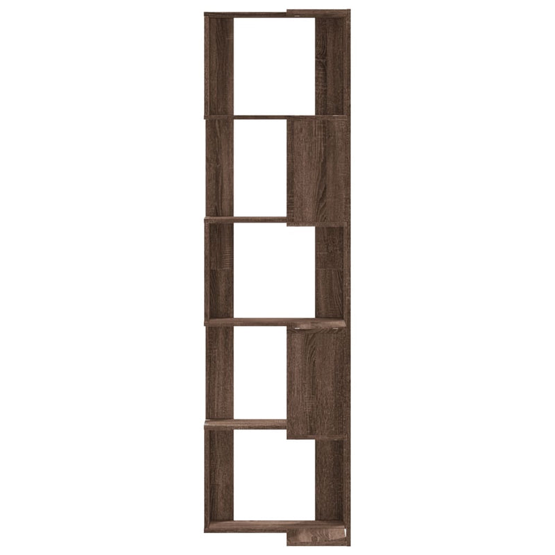 vidaXL 5 szintes barna tölgy szerelt fa sarok könyvespolc 50x50x179 cm
